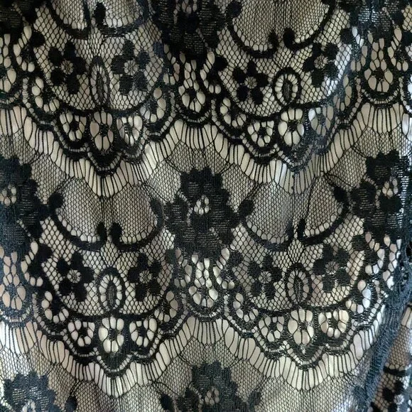 Black Lace Floor Length Low Back Gown - Picture 4 of 9